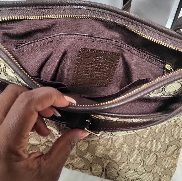 NWOT CoachCoach Brown Signature Coated Canvas and Leather Trim Messenger Bag - Picture 6 of 7
